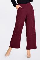 Tesettür giyim BORDO İNCİLİ BOL PAÇA PANTOLON 7372