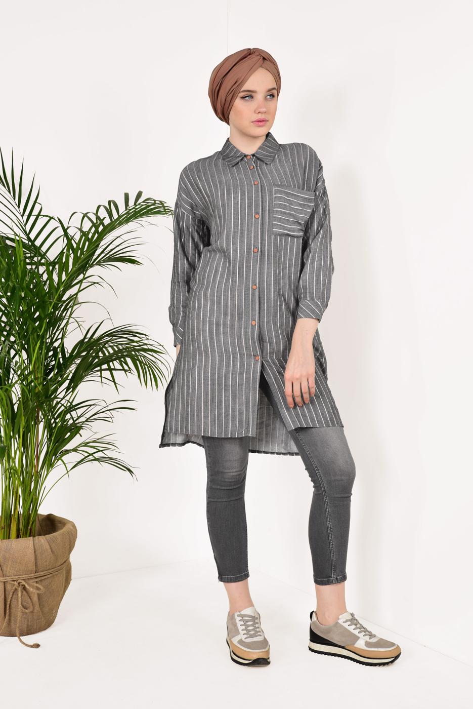 Hijab clothing GREY Zippered Cuff Pants T 7634