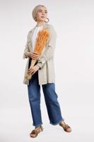 Hijab clothing BLUE Tasseled Cuff Cotton Denim Pants T 8254