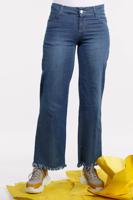 Hijab clothing BLUE Tasseled Cuff Cotton Denim Pants T 8254