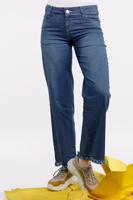 Hijab clothing BLUE Tasseled Cuff Cotton Denim Pants T 8254