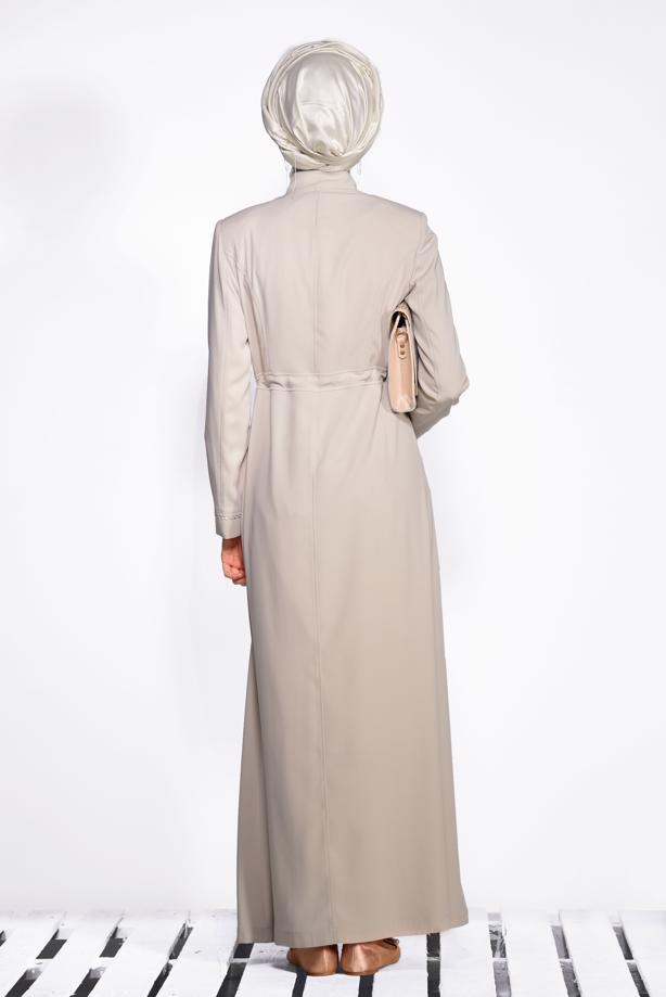 Hijab clothing BEIGE SHIRRED TOPCOAT T 1212  - TRENDTESETTÜR