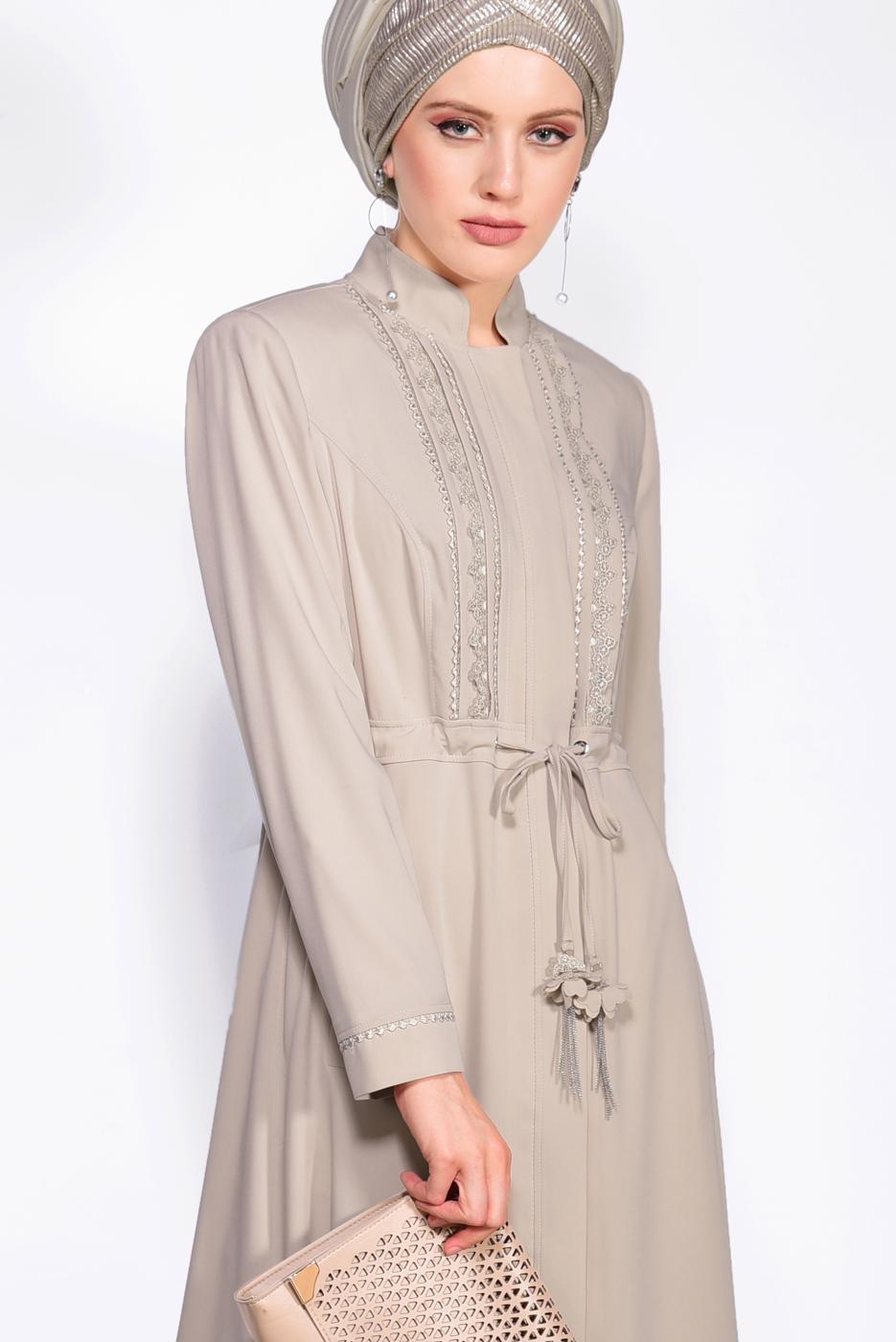 Vêtements hijab BEIGE T 1212 ALVİNA PARDESÜ 7868
