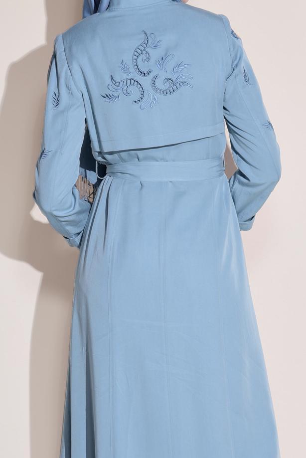 Hijab clothing BLUE POCKETED TOPCOAT T 1228  - TRENDTESETTÜR