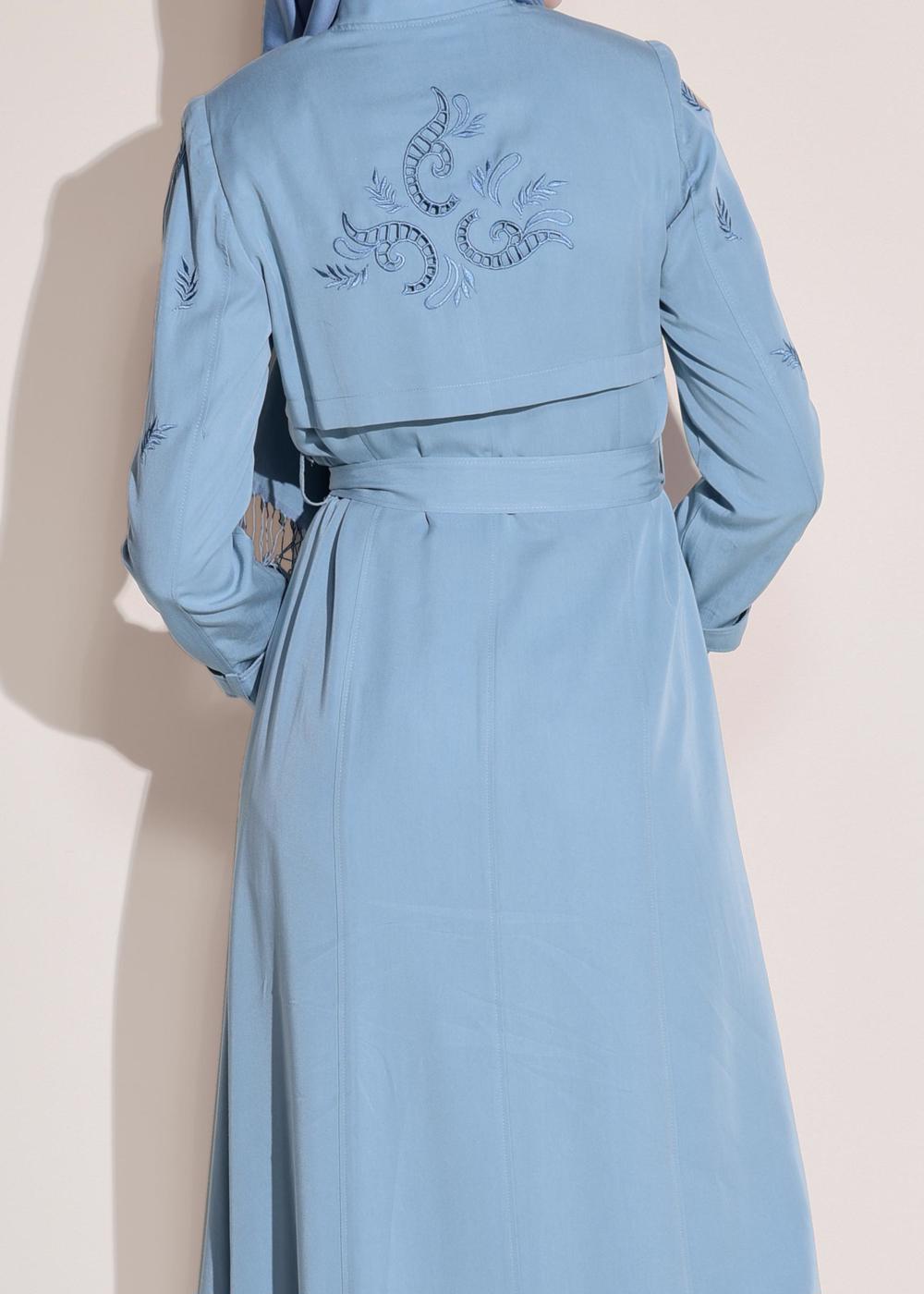 Hijab clothing BLUE POCKETED TOPCOAT T 1228 