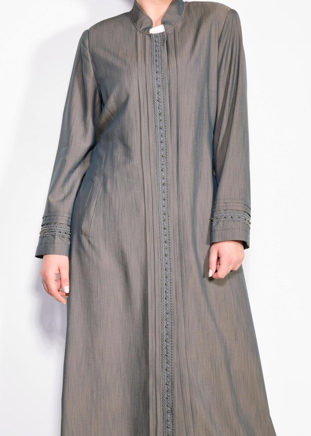 Tesettür giyim MAVİ GÜPÜR DETAYLI GİZLİ DÜĞMELİ PARDESÜ T 1247