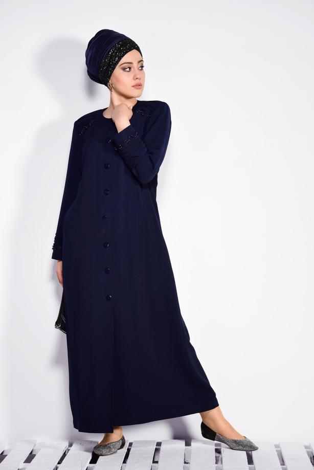 Vêtements hijab BLEU MARINE T 1277 Alvina Kiwon Pardesü - TRENDTESETTÜR