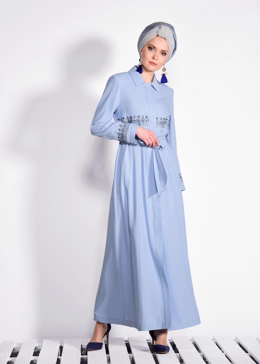 Vêtements hijab BLEU Pardessus T 1284