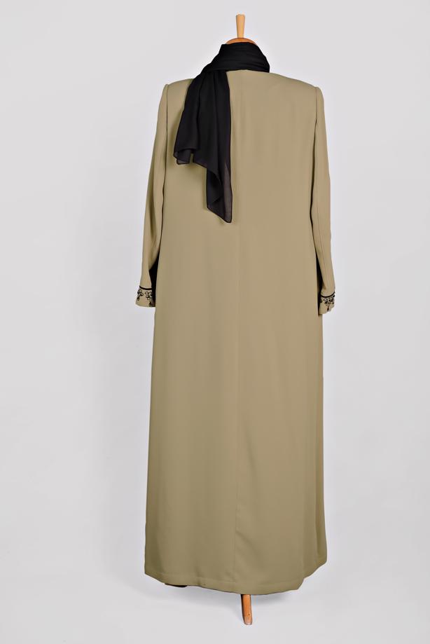 Vêtements hijab BRUN PARDESSUS BRODÉ BOUTONNÉ ALVINA T 1295 - TRENDTESETTÜR