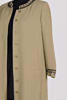 Hijab clothing BROWN ALVINA EMBROIDERED BUTTONED TOPCOAT T 1295