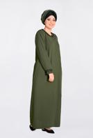 Hijab clothing KHAKI ALVINA EMBROIDERED BUTTONED TOPCOAT T 1295