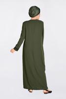 Hijab clothing KHAKI ALVINA EMBROIDERED BUTTONED TOPCOAT T 1295