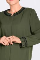 Hijab clothing KHAKI ALVINA EMBROIDERED BUTTONED TOPCOAT T 1295