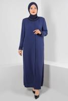 Vêtements hijab BLEU MARINE PARDESSUS BRODÉ BOUTONNÉ ALVINA T 1295