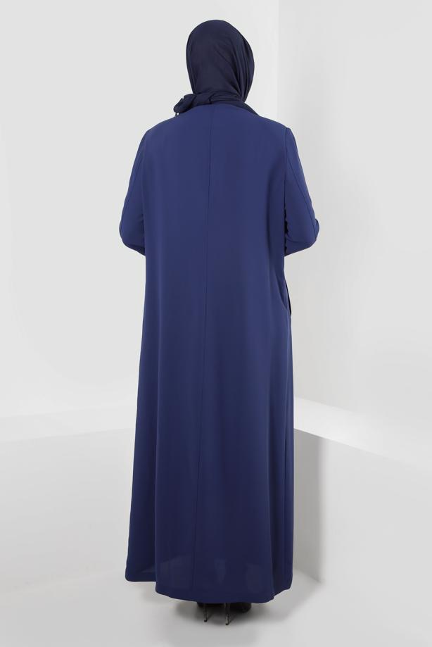 Vêtements hijab BLEU MARINE PARDESSUS BRODÉ BOUTONNÉ ALVINA T 1295 - TRENDTESETTÜR