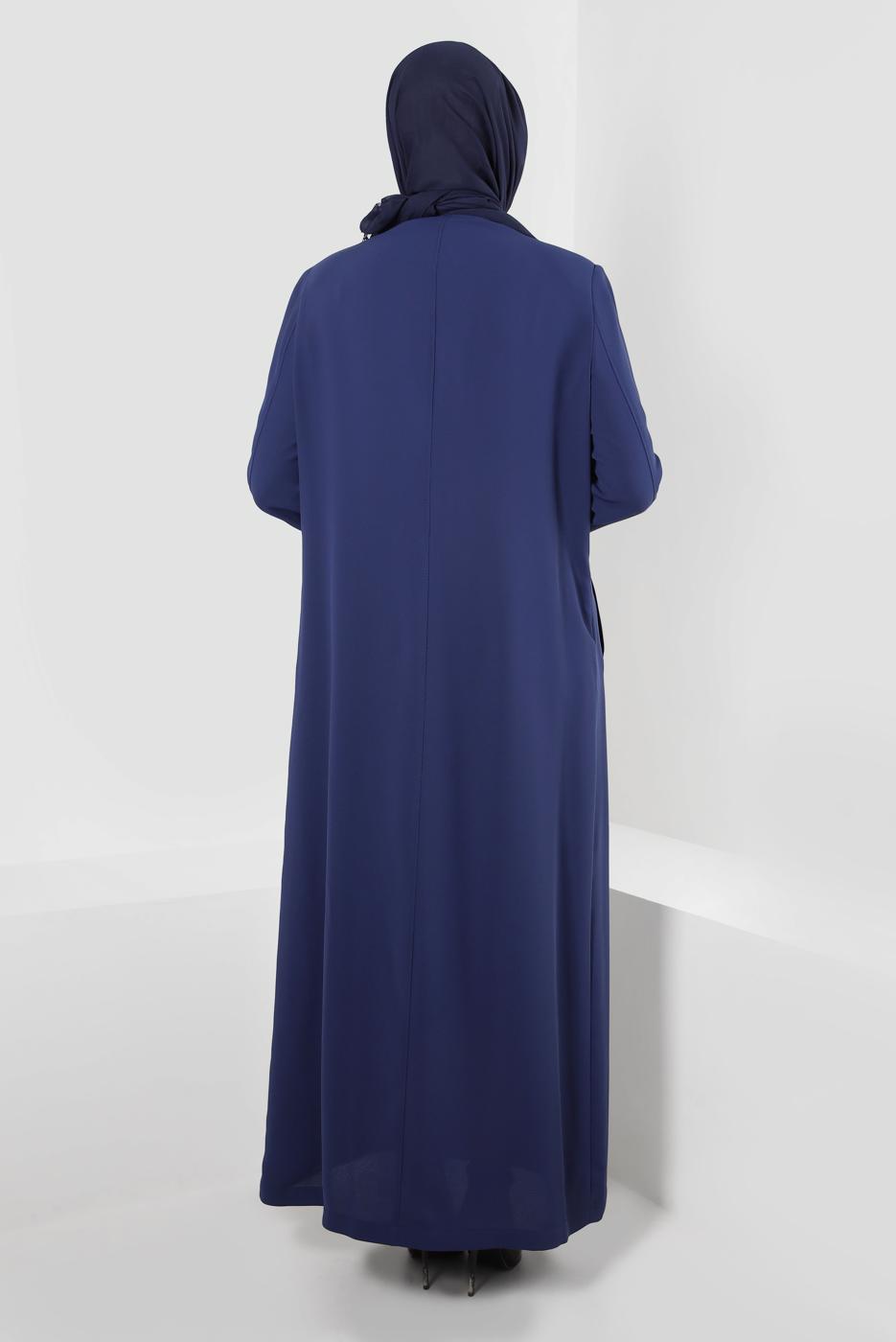 Vêtements hijab BLEU MARINE PARDESSUS BRODÉ BOUTONNÉ ALVINA T 1295