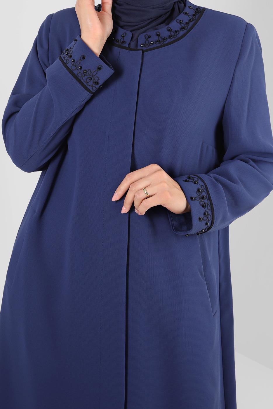 Vêtements hijab BLEU MARINE PARDESSUS BRODÉ BOUTONNÉ ALVINA T 1295