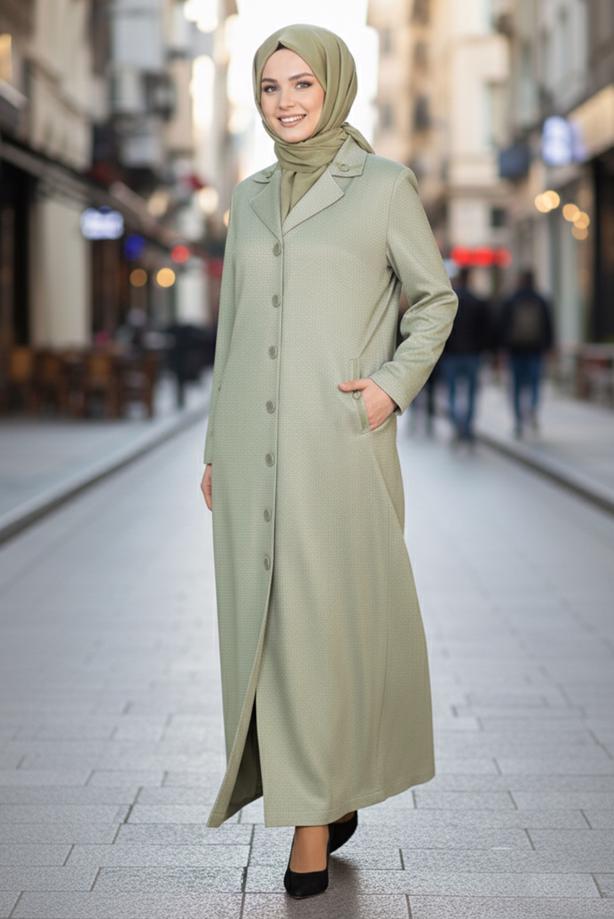 Vêtements hijab KAKI PARDESSUS BOUTONNÉ ALVINA T 1296 - TRENDTESETTÜR