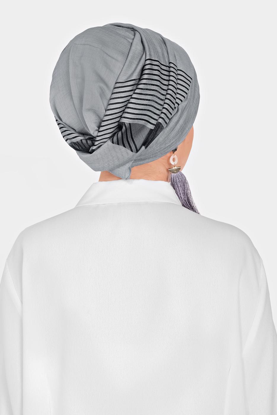 Vêtements hijab NOIR T 9951 ALVİNA TÜL ŞERİTLİ ABİYE ŞAL