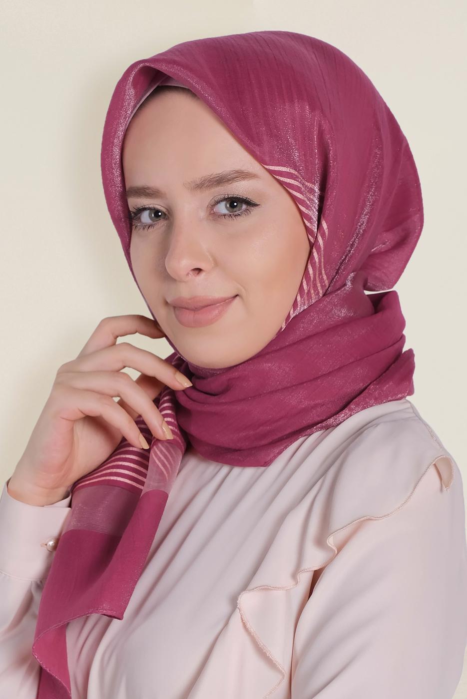 Hijab clothing PINK T 9951 ALVİNA TÜL ŞERİTLİ ABİYE ŞAL
