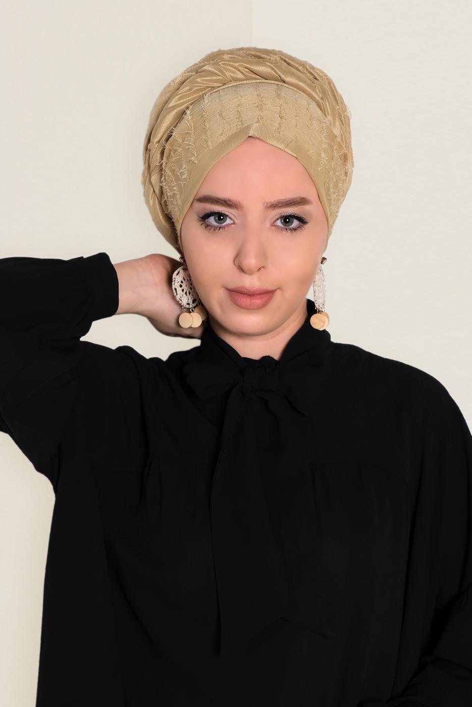 Hijab clothing GOLD T 9953 ALVİNA TÜYLÜ ABİYE ŞAL