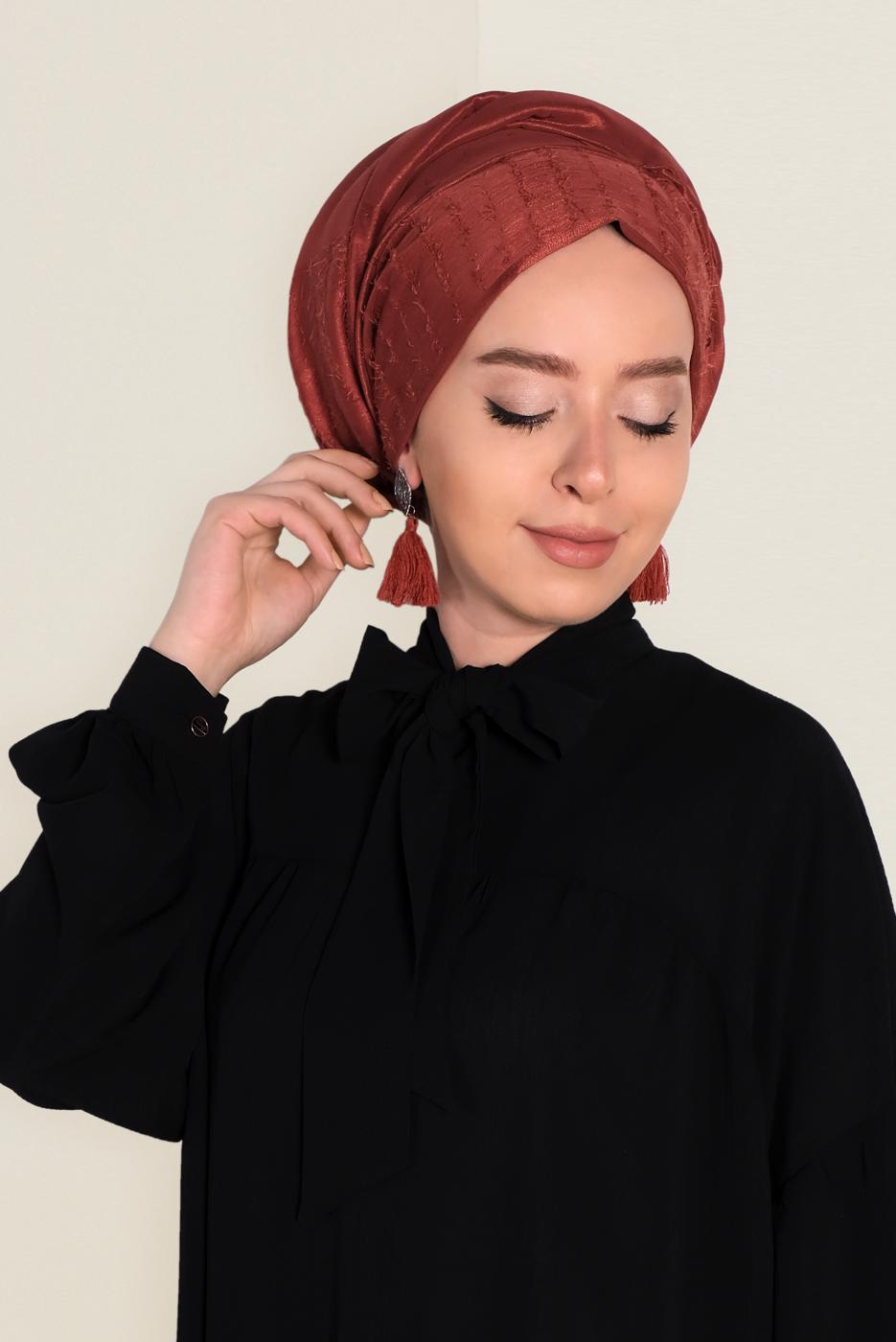 Hijab clothing BROWN T 9953 ALVİNA TÜYLÜ ABİYE ŞAL