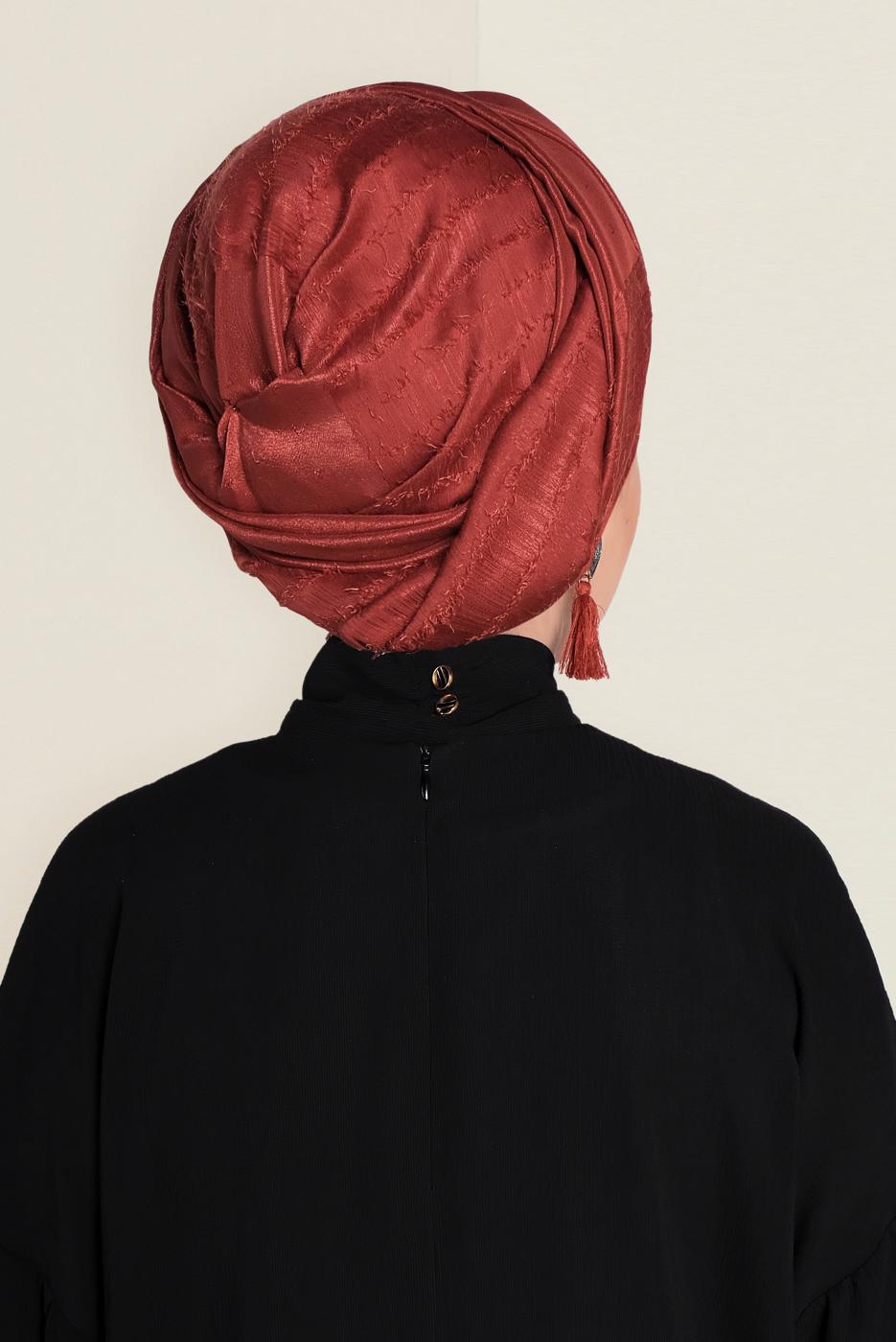 Hijab clothing BROWN T 9953 ALVİNA TÜYLÜ ABİYE ŞAL