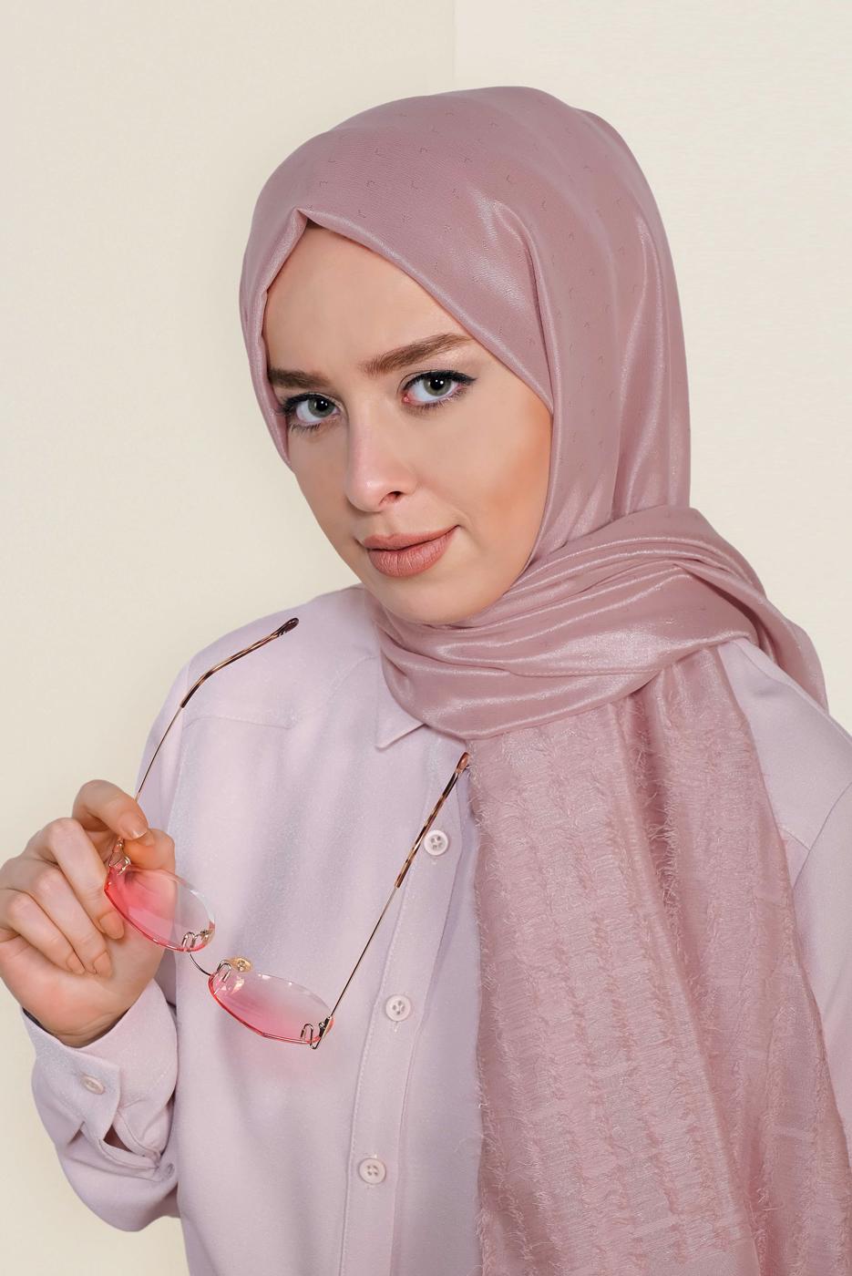 Hijab clothing POWDER T 9953 ALVİNA TÜYLÜ ABİYE ŞAL