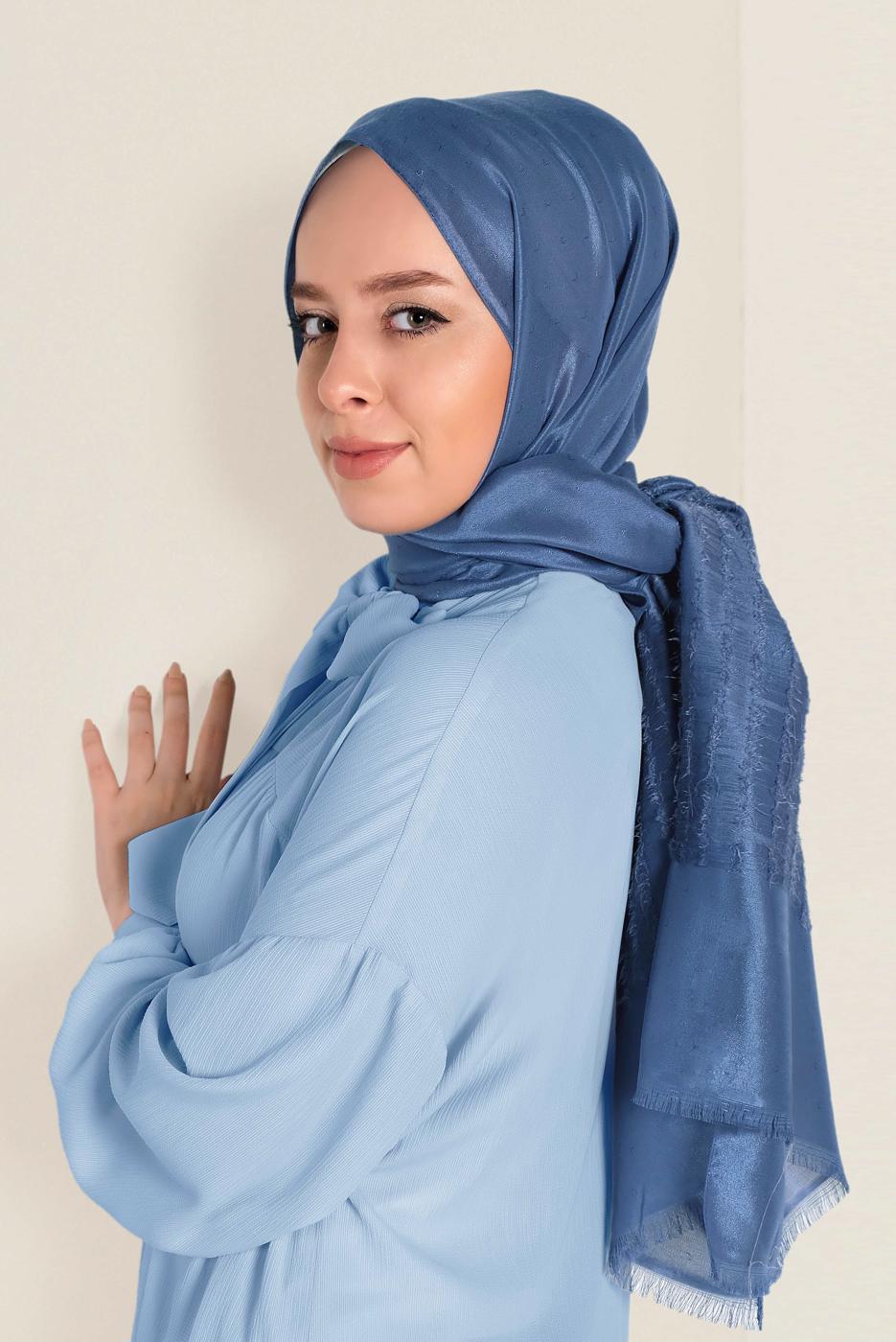 Hijab clothing NAVY BLUE T 9953 ALVİNA TÜYLÜ ABİYE ŞAL