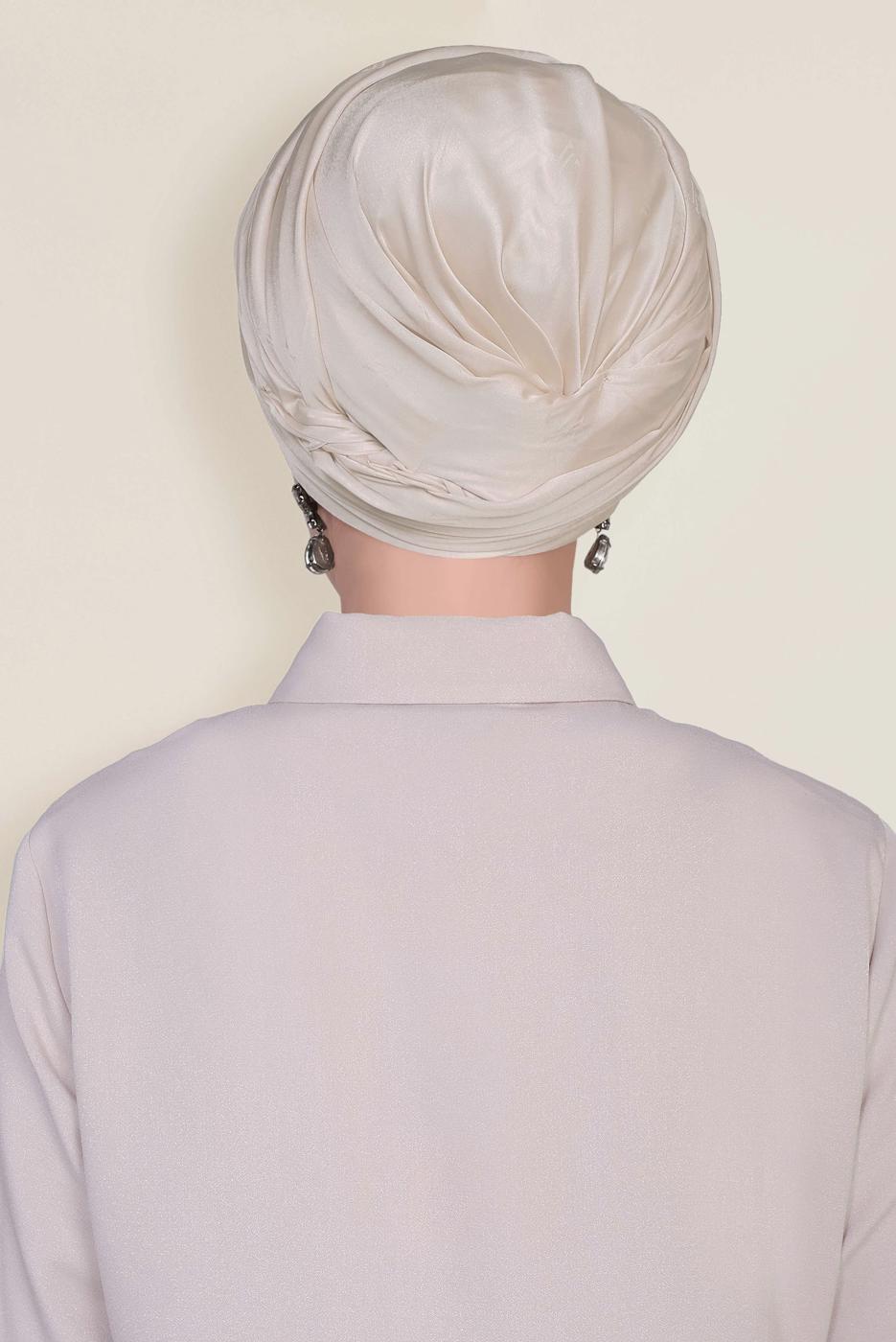 Tesettür giyim BEJ ALVİNA LOGOLU İPEKSİ ŞAL 9957 