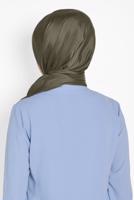 Tesettür giyim HAKİ ALVİNA LOGOLU İPEKSİ ŞAL 9957 