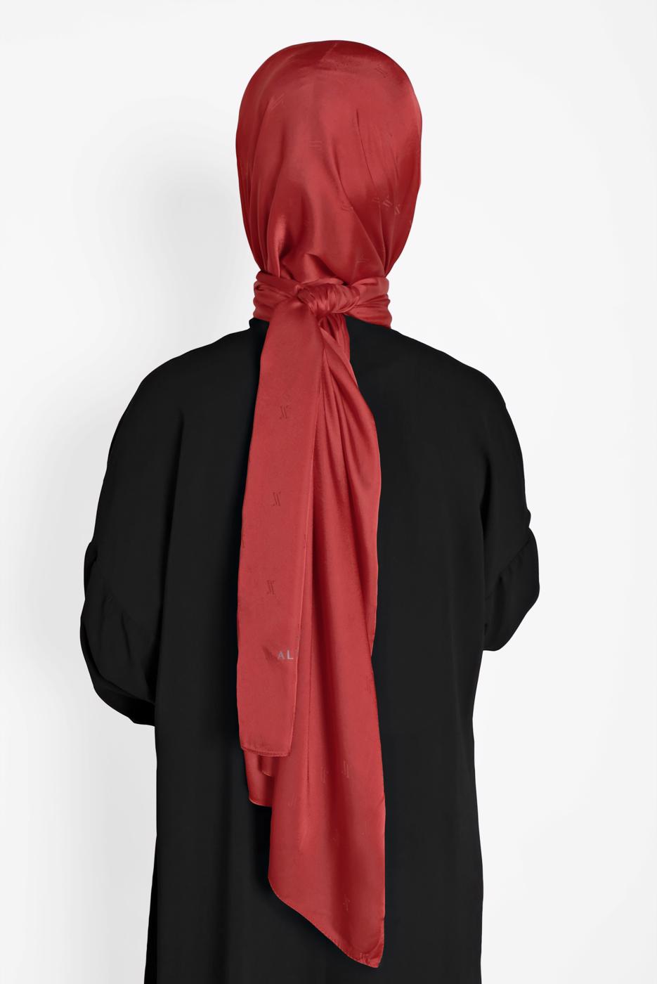 Tesettür giyim BORDO ALVİNA LOGOLU İPEKSİ ŞAL 9957 