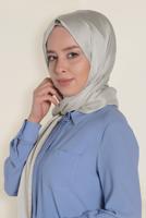 Tesettür giyim BEJ ALVİNA LOGOLU İPEKSİ ŞAL 9957 