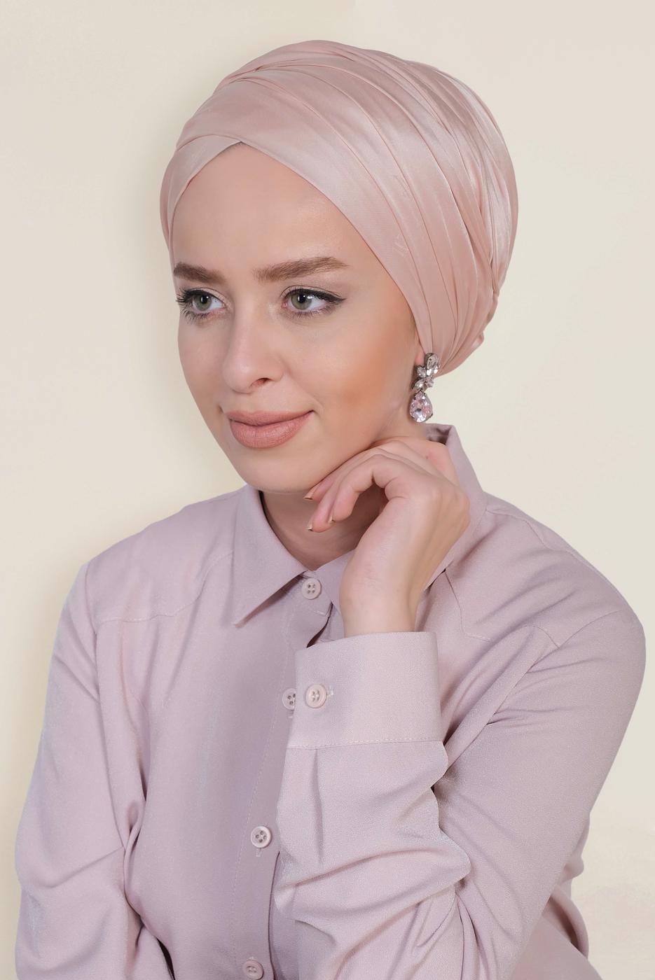 Tesettür giyim PUDRA ALVİNA LOGOLU İPEKSİ ŞAL 9957 