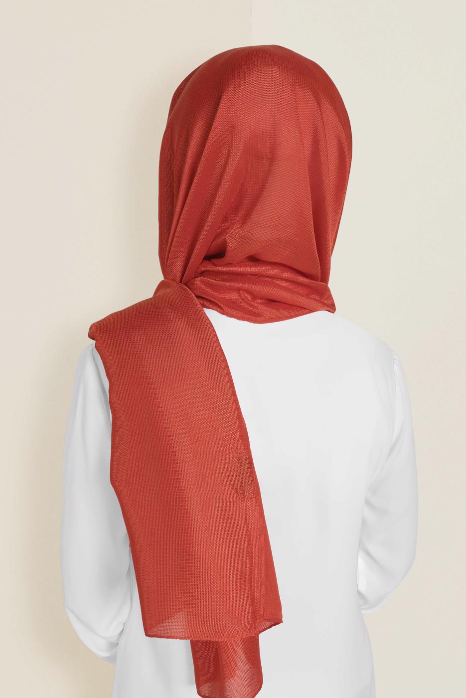 Vêtements hijab ORANGE T 9959 ALVİNA PARLAK PÜTÜRLÜ ABİYE ŞAL