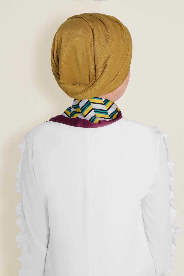 Tesettür giyim SARI T 9959 ALVİNA PARLAK PÜTÜRLÜ ABİYE ŞAL - TRENDTESETTÜR