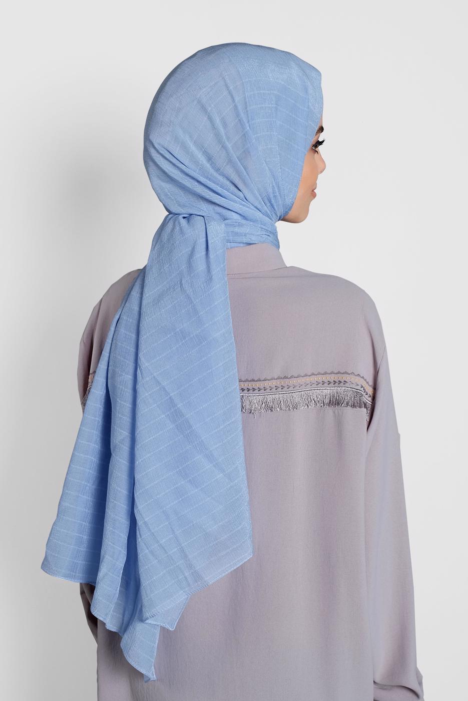 Tesettür giyim MAVİ ALVİNA AMORA ŞAL 9972