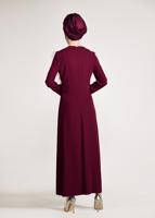 Tesettür giyim FUŞYA GÜPÜR İŞLEMELİ TÜYLÜ 2&prime;Lİ ETEKLİ TAKIM 3405