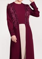 Tesettür giyim FUŞYA GÜPÜR İŞLEMELİ TÜYLÜ 2&prime;Lİ ETEKLİ TAKIM 3405