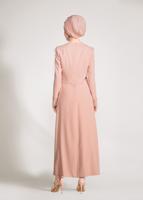Tesettür giyim PUDRA GÜPÜR İŞLEMELİ TÜYLÜ 2&prime;Lİ ETEKLİ TAKIM 3405