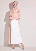 Tesettür giyim PUDRA KOLLARI VOLANLI TAŞ İŞLEMELİ 2&prime;Lİ ETEKLİ TAKIM 3406