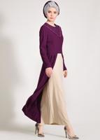 Tesettür giyim MÜRDÜM PELERİN GÖRÜNÜMLÜ 2&prime;Lİ ETEKLİ TAKIM 3419