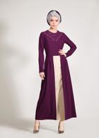 Tesettür giyim MÜRDÜM PELERİN GÖRÜNÜMLÜ 2&prime;Lİ ETEKLİ TAKIM 3419