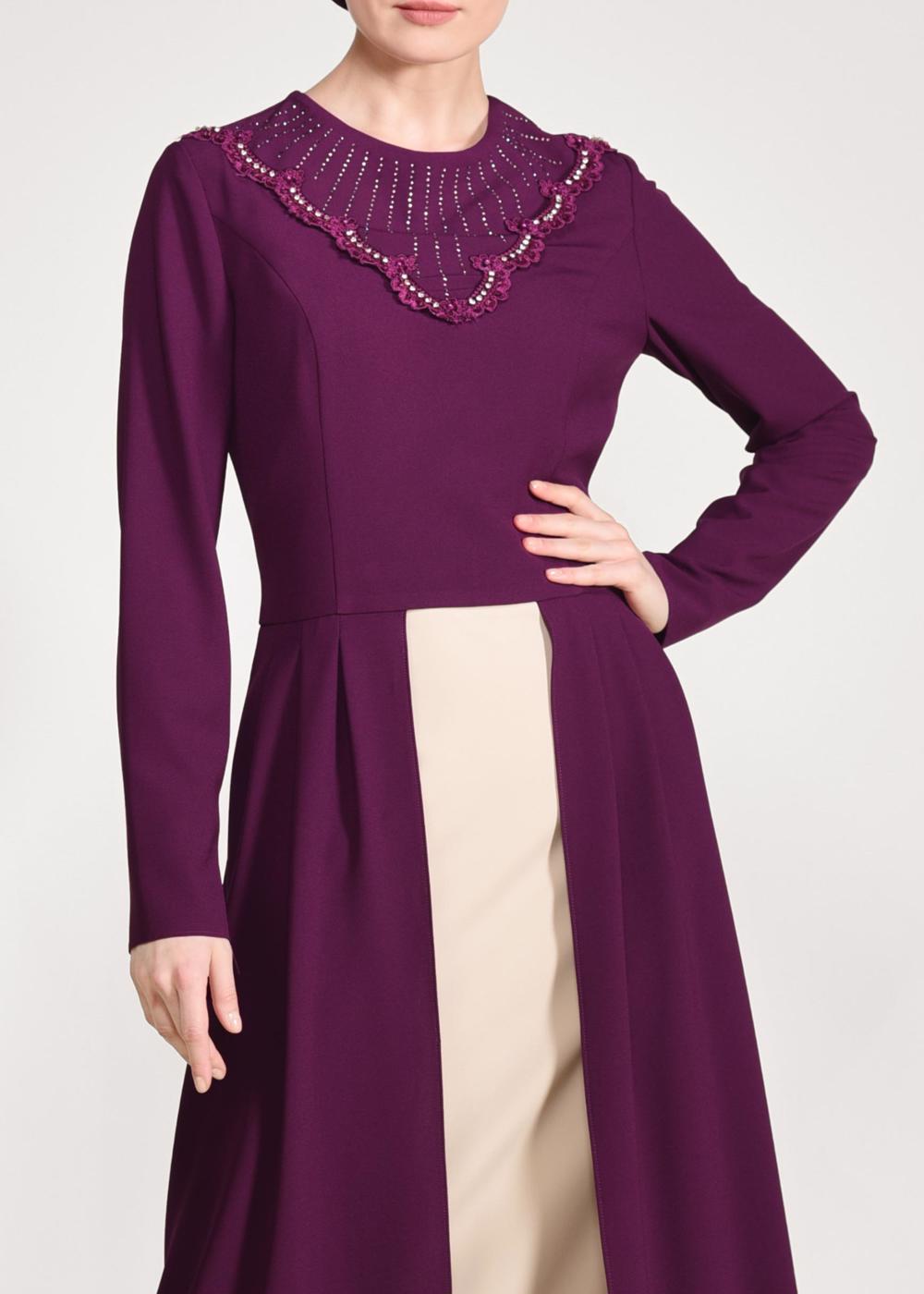 Tesettür giyim MÜRDÜM PELERİN GÖRÜNÜMLÜ 2&prime;Lİ ETEKLİ TAKIM 3419