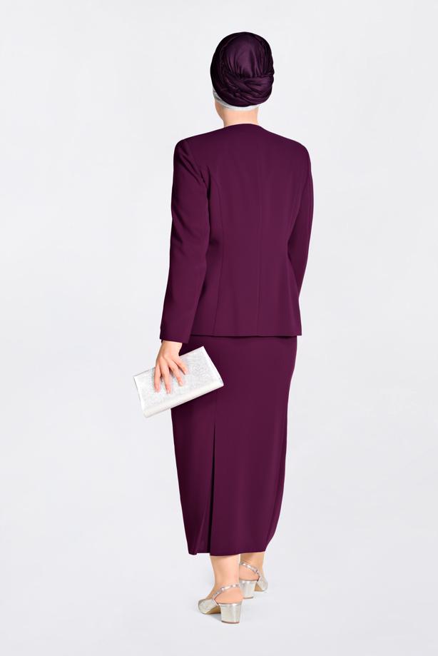 Hijab clothing CLARET RED T 3429E Alvina Maral 5958 3′lü Etekli Takım - TRENDTESETTÜR