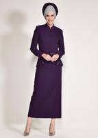 Tesettür giyim MOR HAKİM YAKA 2&prime;Lİ ETEKLİ TAKIM 3433