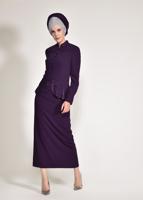 Tesettür giyim MOR HAKİM YAKA 2&prime;Lİ ETEKLİ TAKIM 3433