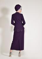 Tesettür giyim MOR HAKİM YAKA 2&prime;Lİ ETEKLİ TAKIM 3433