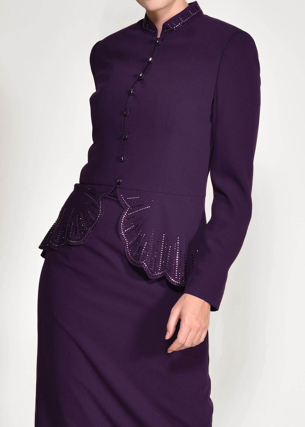 Tesettür giyim MOR HAKİM YAKA 2&prime;Lİ ETEKLİ TAKIM 3433