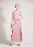 Tesettür giyim PUDRA HAKİM YAKA TAŞ VE BONCUK DETAYLI 2&prime;Lİ ETEKLİ TAKIM 3456